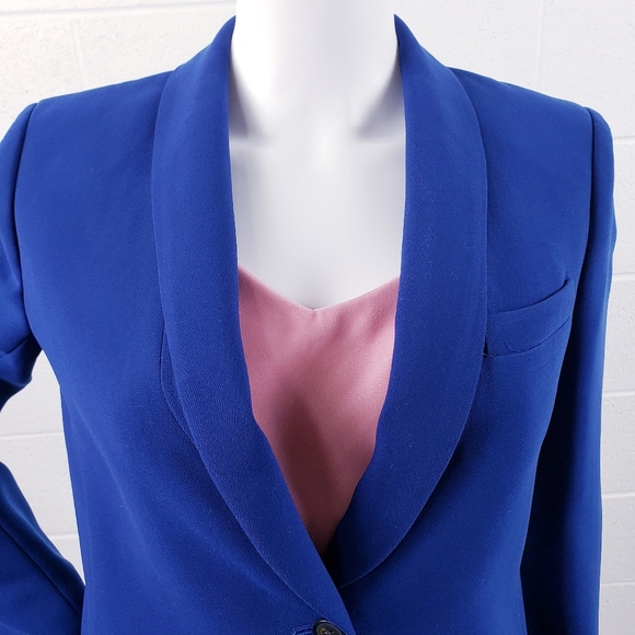 J. Crew Factory Women's Blue Crepe Blazer Work Suit Jacket B9367 Size 2 - Picture 6 of 12